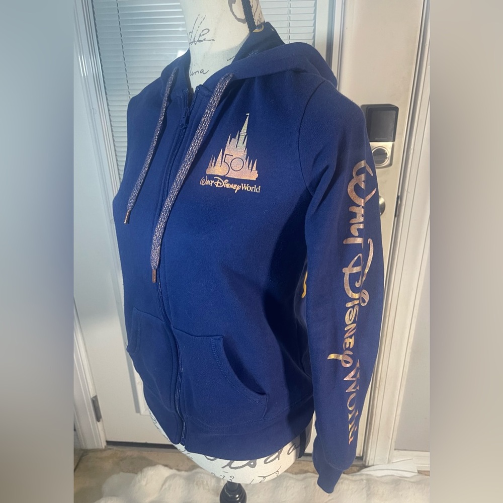XS Walt Disney World Parks 50th‎ Anniversary Hoodie Full Zip Sweatshirt Navy
